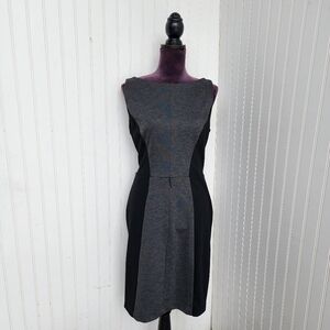 Chaps Colorblock Sheath Dress Stetch Black Gray Poly Rayon Elastane Zip Sz 12